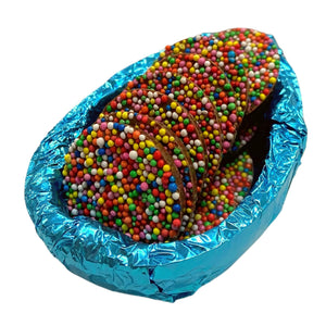 Milk Chocolate Half Easter Egg Filled with Sprinkles - BLUE Foil